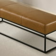 thumbnail image 5 of Maya 48" Wide Mid Century Modern Genuine Leather Metal Frame Bench in Tan, 5 of 6