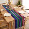 thumbnail image 3 of Mexican Style Table Runner - 108 Inch Long Colorful Mexico Stripes Purple Yellow Green Cotton and Linen Blended Dress Scarves Farmhouse Table Runner for Kitchen Dining, Coffee Table, 13" x 108", 3 of 8