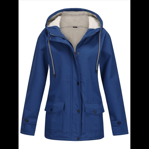 Chaqueta Impermeable para Mujer, Cortavientos con Capucha, Ideal para Senderismo, Viajes y Actividades Al Aire Libre. Azul Marino XXL