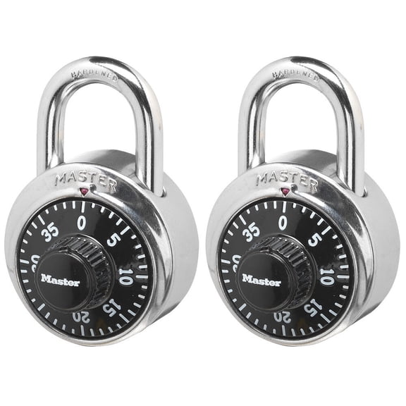 Master Lock 3-Digit Combination Padlock School and Gym Lock, Black, 2 pack