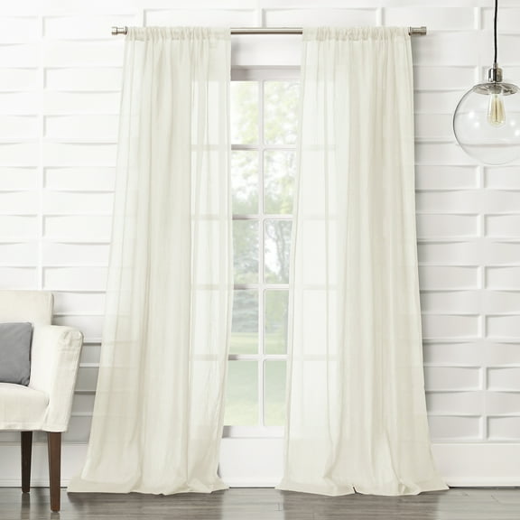 No. 918 Vida Crushed Texture Semi-Sheer Rod Pocket Curtain Panel, 40"x63"