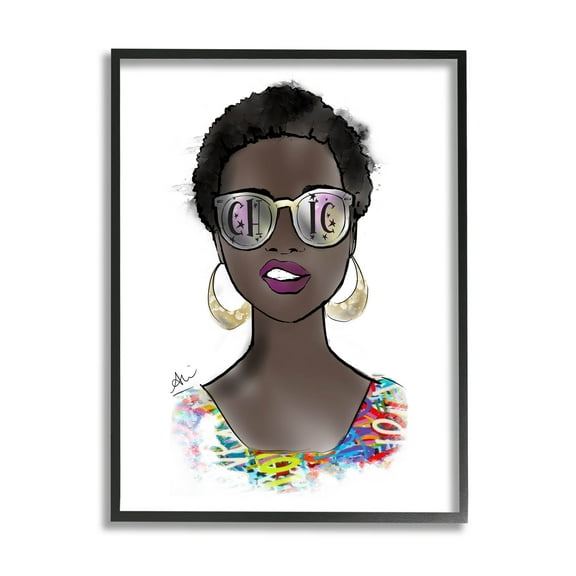 Stupell Industries Chic Bold Fashion Girl Graphic Art Black Framed Art Print Wall Art, Design by Alison Petrie