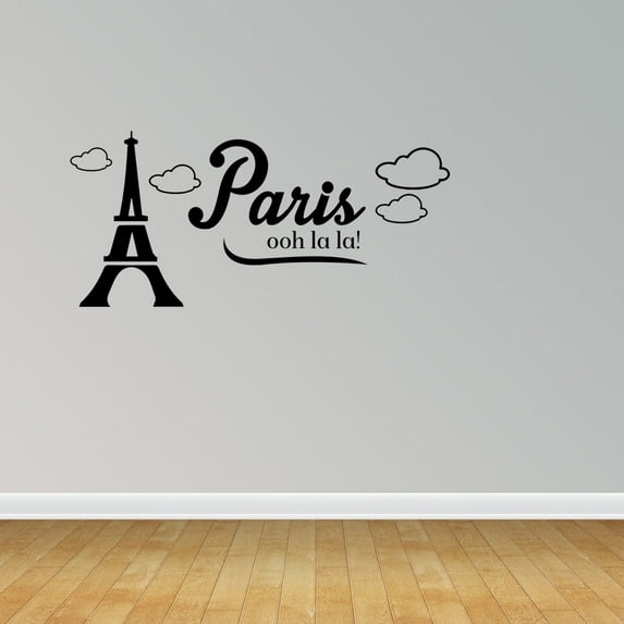 Paris Eiffel Tower Ooh La La Wall Decal Decor France Love Hearts Sticker PC418-L