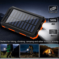 thumbnail image 4 of 20000mAh Solar Charger Power Bank - Portable Waterproof Outdoor Solar Battery Charger with LED Flashlight and Compass - Suitable for Camping, Hiking, Emergency (Orange), 4 of 10