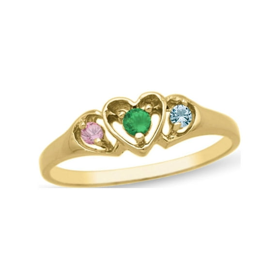 Personalized Daughter's Heart Design Birthstone Ring in 10K Gold by Jewlster