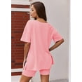 thumbnail image 4 of Avidlove Women Pajamas Set Oversized 2 Piece Lounge Sets Deep V Neck T-Shirts Tops with Biker Shorts Set Side Slit Workout Tracksuit S-XXL, 4 of 8
