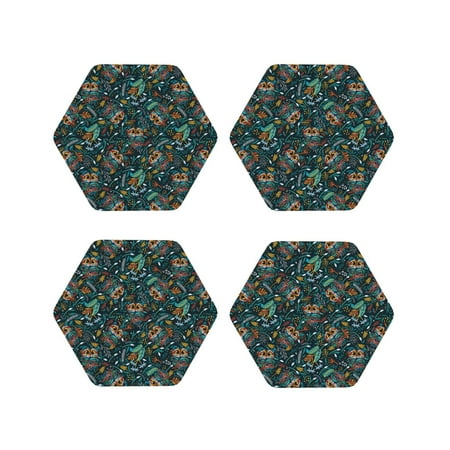 

Tideii Owl Doodle for Leather Coasters 4 Pieces Anti-fouling and Anti-scalding Decorative Coasters Suitable for Restaurants Kitchens Coffee Shops-Hexagon