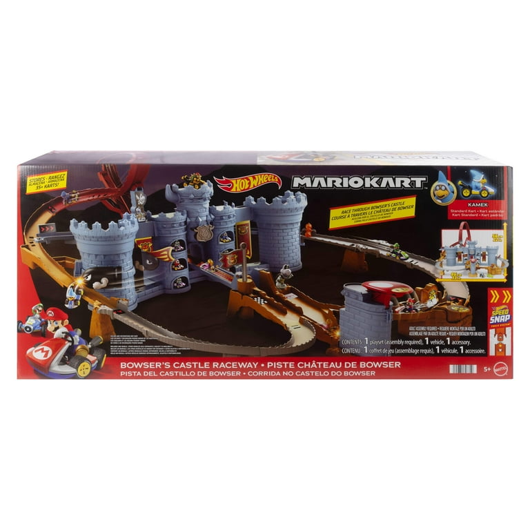 Hot Wheels Mario Kart Bowser's Castle Track Set with 1:64 Scale