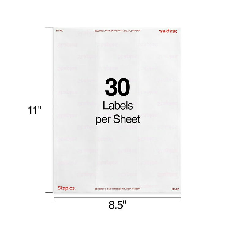 Staples Matte White Sticker Paper - 30 sheets