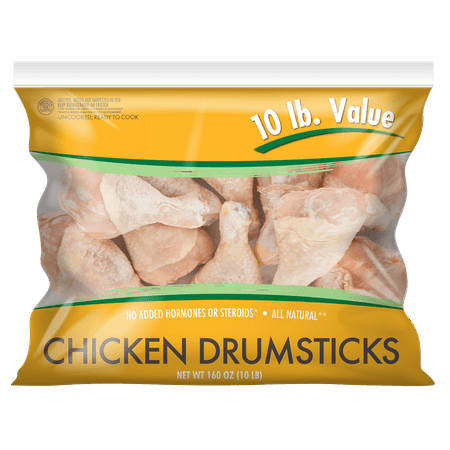 Chicken Value Bag Drumsticks, 10 lb, Allergen Free, 20g Protein per 4oz Serving