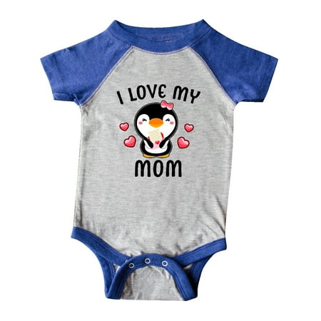 

Inktastic I Love My Mom with Cute Penguin and Hearts Gift Baby Girl Bodysuit