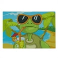 thumbnail image 2 of Turtle Cutting Board, Cool Sea Animal Sunglasses Drinking Cocktail at the Beach Cartoon, Decorative Tempered Glass Cutting and Serving Board, Large Size, Green Orange Pale Blue, by Ambesonne, 2 of 5