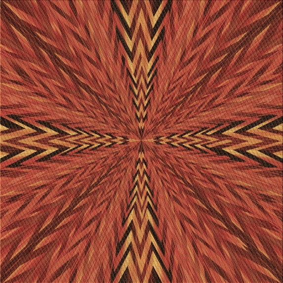 Ahgly Company Machine Washable Indoor Square Transitional Orange Red Orange Area Rugs, 4' Square