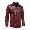 thumbnail image 2 of AZoiNM Men's Print Long Sleeve Shirt Stretch Polyester Regular Fit All Season, 2 of 8