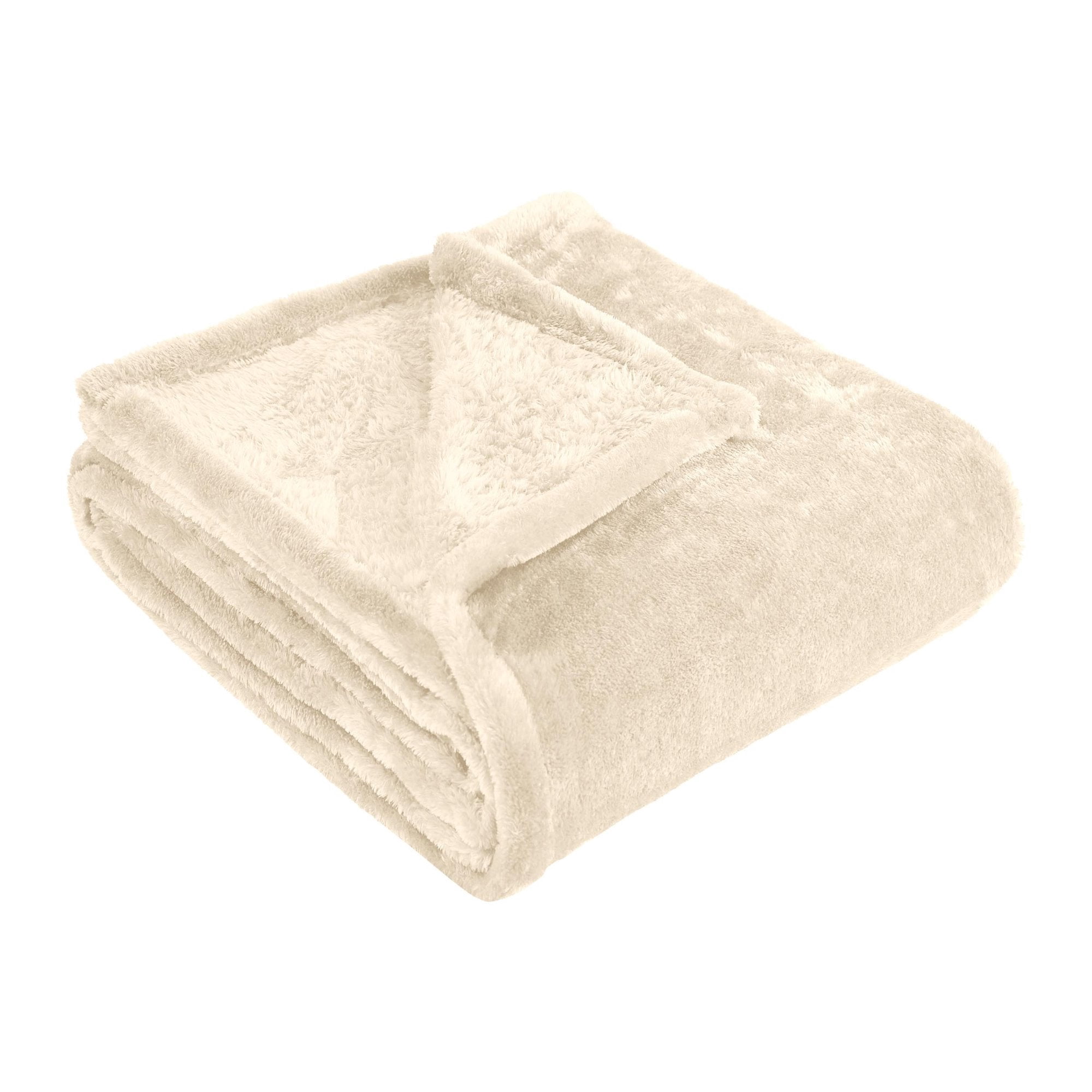 Superior Super Soft Plush Fleece Blanket 50 x 60 Bed & Couch Blankets Throw Ivory