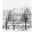 thumbnail image 3 of Ambesonne Autumn Shower Curtain, European Town Street, 69"Wx70"L, Black White, 3 of 5