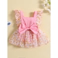 thumbnail image 2 of Bagilaanoe Newborn Baby Girl Rompers Dress Flower Print Fly Sleeve Bodysuit 6M 12M 18M 24M Infant Summer Tulle Patchwork Dress, 2 of 9