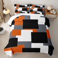 thumbnail image 2 of Castle Fairy Watercolor Offset Rectangle Block Quilt King 3 Pieces,Retro Mosaic King Coverlet Set,Orange Gray Black,1 Bedspread and 2 Pillowcases, 2 of 7