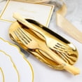 thumbnail image 4 of Juego de cubiertos desechables de plástico dorado 150, 50 tenedores, 50 cuchillos, 50 cucharas, juego de utensilios desechables dorados, cubiertos de plástico resistente para, 4 of 5