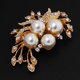 thumbnail image 4 of Bridal Vintage Crystal Rhinestone Flor Grandes Broches Pins Oro, 4 of 8