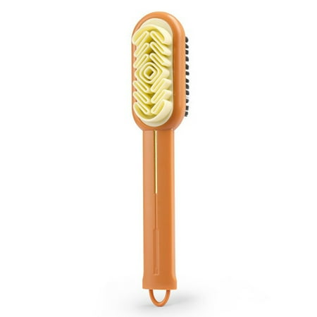 Nilvkv Double-sided Suede Brush Stain Removal Cleaning Long Handle Rubber Shoe Brush Leather Leather Shoes Suede Care Shoe Brush for Restroom