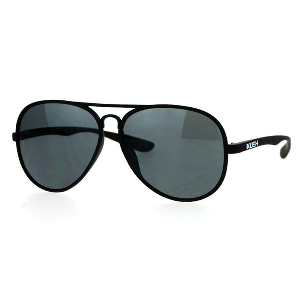 Kush Kush Mens Rubberized Matte Plastic Frame Aviator Sunglasses