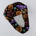 thumbnail image 4 of Women's Bouffant Scrub Caps Halloween Ghost Bat Print Working Cap Nurse Hat Surgical Cap with Button and Sweatband Ponytail Cap, Wash Cap, Baotou Cap, 4 of 4