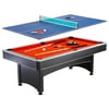 Maverick 7-foot Pool and Table Tennis Multi Game with Red Felt and Blue Table Tennis Surface, Cues, Paddles and Balls