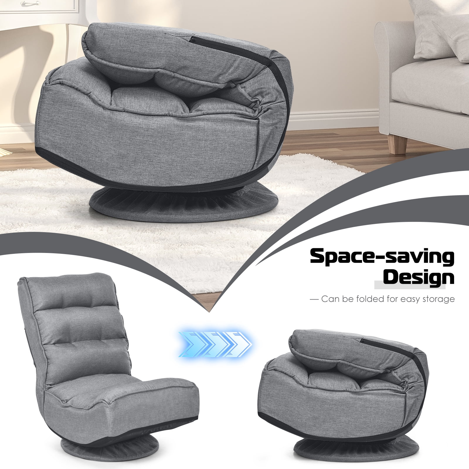 Giantex Rotatable Floor Chair, Foldable Floor Chair, Floor Seat Cushion, Lazy Sofa for Meditation, Yoga, Ideal for Home & Office