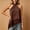 Coffee, variant on IUYRTFE Women's Halter Neck Satin Lace Trim Top Sleeveless Elegant Summer Flowy Blouse