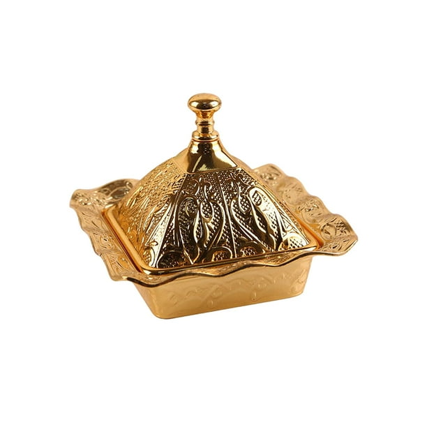 Recipiente Decorativo para Dulces Gloria de Aleación con Tapa Oro