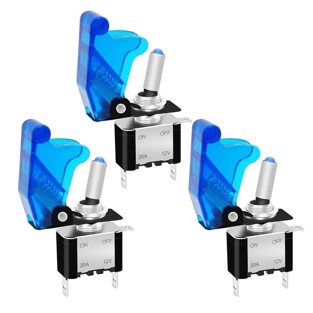 Palanca De Iluminación Basculante 12 V 20 A Interruptor De Palanca De Iluminación Led Blanca De 3 Pines Con Cubierta De Seguridad Impermeable Para Carreras Automotrices Motocicleta 3 Interruptores seitruly TO005573-02