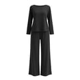 thumbnail image 6 of Byworldtasic Womens Plus Size Lounge Set 2 Piece Outfits Sweatsuits Tracksuit Long Sleeve Baggy Wide Leg Pant Sets, 6 of 8