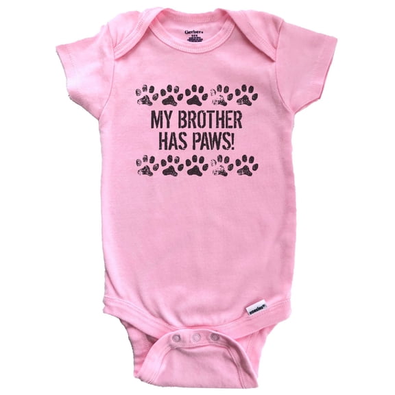 My Brother Has Paws Funny Baby Bodysuit - Dog Baby Bodysuit For Kids (Pink)