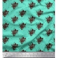 thumbnail image 1 of Soimoi Green Silk Fabric Geometric & Rose Floral Print Sewing Fabric 1 Yard 44 Inch Wide, 1 of 3