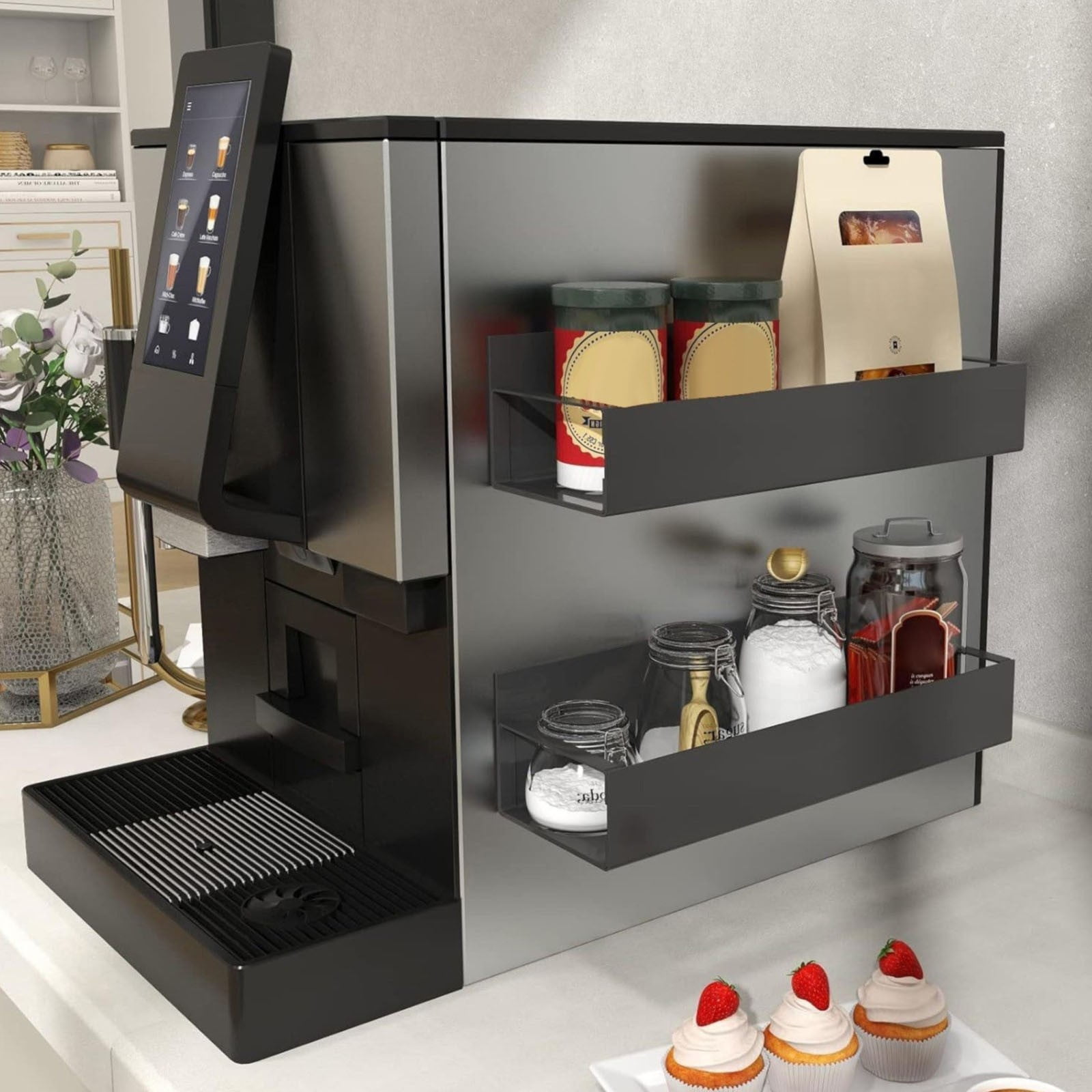 Magnetic Spice Rack For Refrigerator,Magnetic Shelf And Fridge Kitchen Cabinet Organizers Storage,Seasoning Organization Shelves,Fridge Organizer With Hooks For Kitchen And Oven Organizers,E