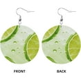thumbnail image 2 of Vivid Fine Lime Earrings for Women PU Leather Dangle Earrings, Lightweight Round Shape Leather Teardrop Dangly Ear Pendants Jewelry Gift[i511], 2 of 2