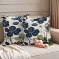 thumbnail image 2 of Navy Blue Green Floral Outdoor Waterproof Pillow Covers, Vintage Botanical Leaves Decorative Square Throw Pillowcase Sofa Cushion Sham for Patio/Couch/Chair, 20"x20" 2 Pack, 2 of 8