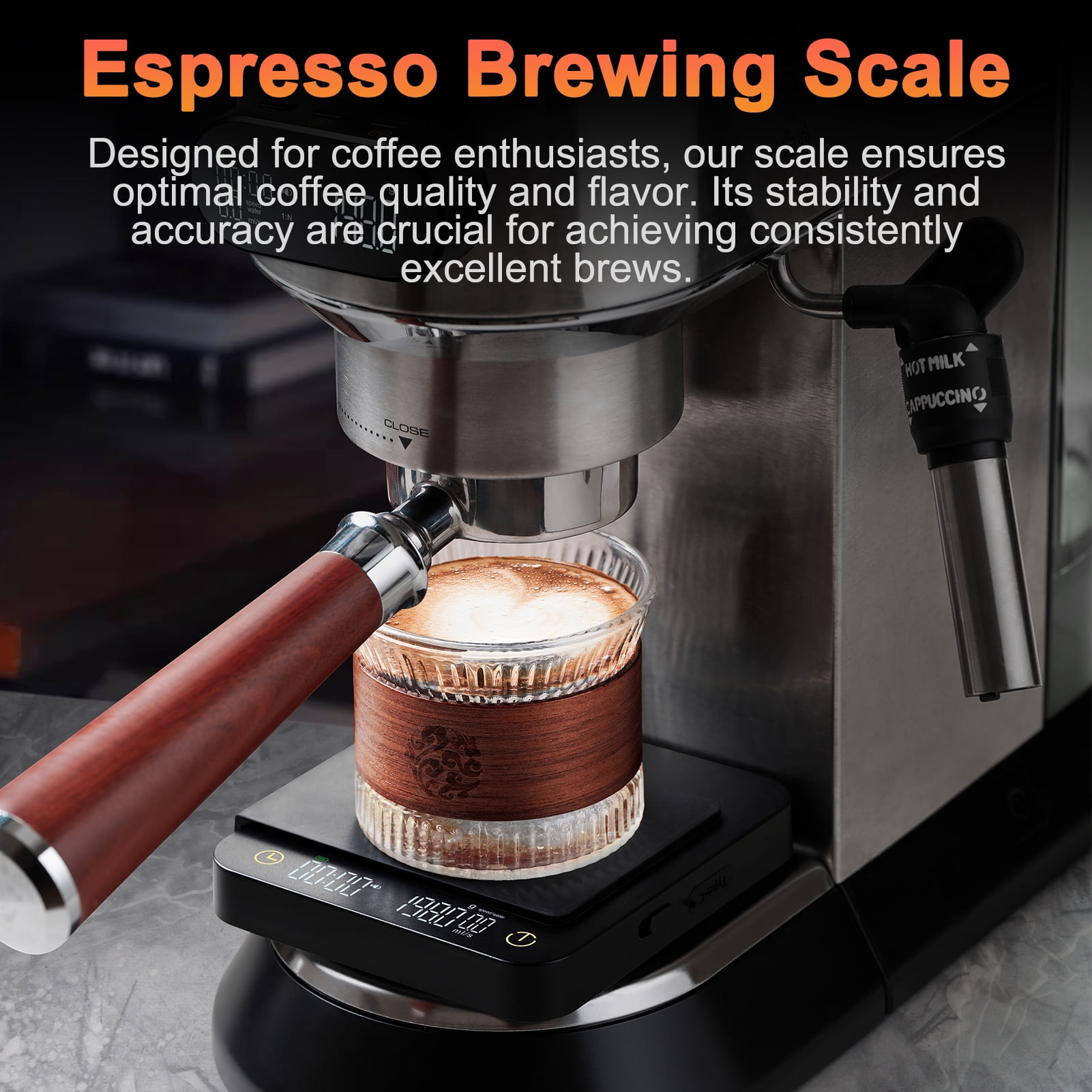 Riousery Digital Coffee Scale with Timer and Wireless Display, 3kg/0.1g Accurate Kitchen Food Scale for Espresso and Pour Over, Type-C Rechargeable, Black