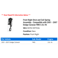 thumbnail image 2 of Front Right Strut and Coil Spring Assembly - Compatible with 2001 - 2007 Dodge Caravan FWD 3.3L V6 2002 2003 2004 2005 2006, 2 of 2