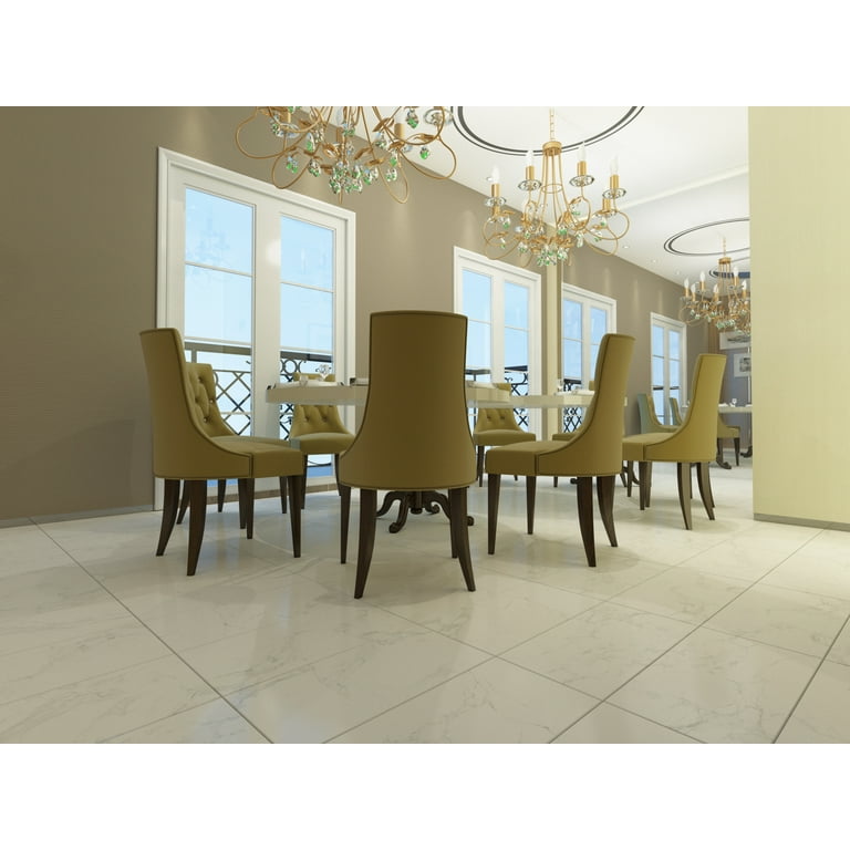 Carrara 24 in. x 48 in. Polished Porcelain Floor and Wall Tile (16 sq. ft./Case) Carrara 24 in. x 48 in. Polished Porcelain Floor and Wall Tile (16 sq. ft./Case)