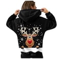 thumbnail image 1 of Chandail en Molleton de Noël pour Femmes à Capuche Cardigan Chaud Mignon Imprimé Pull Contrasté Blouse Col Rond Veste de Mode Mi-Longue, 1 of 6