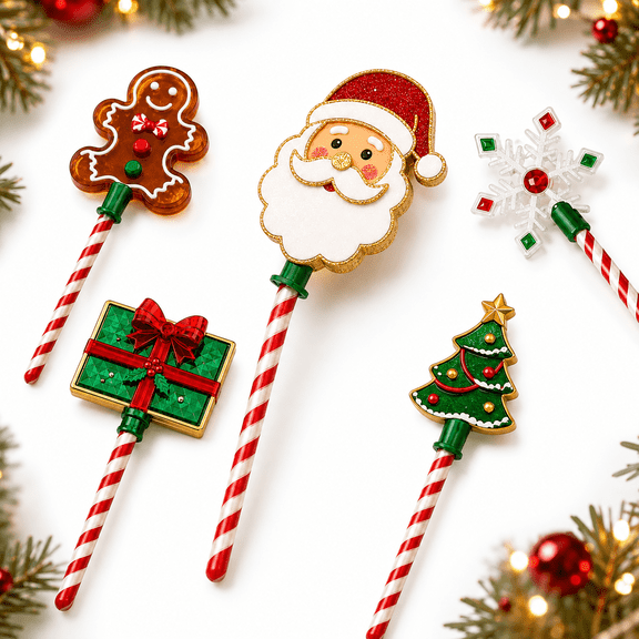 2026 New Christmas Magic Payment Wand, 13 Inch Novelty Christmas Tap Wand with Red White Striped Handle, 3D Printed Christmas Tap-to- Wand for Christmas Party Market Gift & Xmas Decor, Santa
