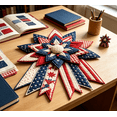 thumbnail image 5 of Patriotic Holiday Quilted Fabric Wall Hanging Wreath Featuring Layered Star Leaves, Decor for Entryway Porch Front Door Indoor Space, 5 of 5