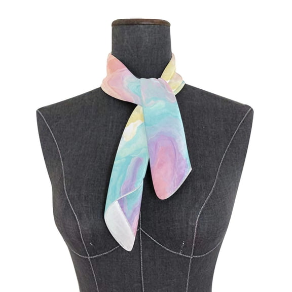 Square Scarf 24x24 Inch Whimsical Marble Pastels Silky Satin Sun Protection Neck Scarf for Women Multi-Purpose Head Wrap Bandana for Hair Bag Decoration