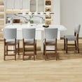thumbnail image 3 of Dtwnek Set of 4 Mid Century Modern Bar Stools with Wood Legs, 40.4" Linen Upholstered Counter Barstools Bar Chair for Kitchen, Dining Room, Gray, 3 of 10