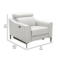 thumbnail image 5 of Benjara Reno Lin 37" Power Recliner Chair- White Genuine Leather- Metal Legs, 5 of 6