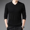 thumbnail image 3 of Suéter básico ajustado y cómodo de estilo clásico para hombre, suéter de punto fino de marca de otoño nuevo para hombre, suéteres informales de negocios con cuello en V, 3 of 5