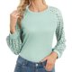 thumbnail image 3 of Tops de manga de encaje hueco,Blusa larga de cuello redondo con empalme de encaje hueco Camisa de manga larga hueca Eficiencia óptima, 3 of 7