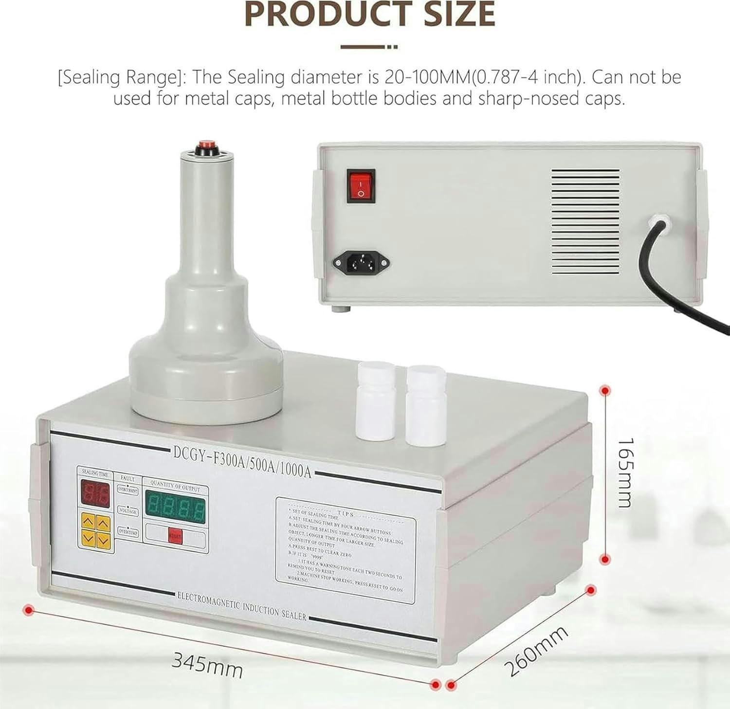 GXCZ Vacuum SealerHandheld electromagnetic Induction Sealer, Manual electromagnetic Induction Bottle Cap Sealer, Portable can Heat Sealer, 20-100mm for Plastic Bottles, Glass Bottles